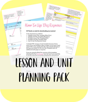 Preview of Lesson and Unit Planning Pack