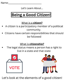 Preview of Lesson on Citizenship for Special Education