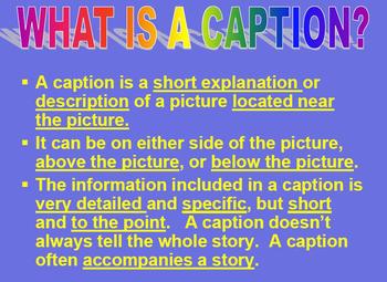 Preview of FREEBIE Lesson on Writing Captions
