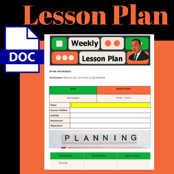 Preview of Lesson plan MLK template editable Google Docs 2024  Martin Luther King Theme