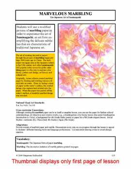 Preview of Lesson plan.  Marbling:  The Japanese Art of Suminagashi