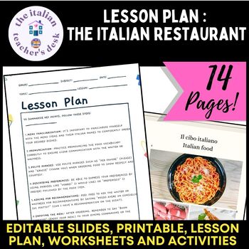 Preview of Lesson plan:the italian restaurant. Printable worksheets and activities 9th-12th