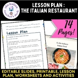 Lesson plan the italian restaurant Editable printable work