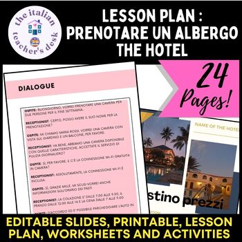 Preview of Lesson plan: the italian hotel. Editable worksheets +pdf + Easel 9th-12th grade