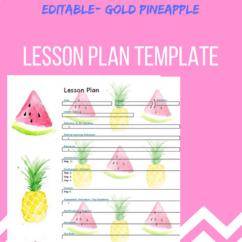 Preview of Lesson plan template Pineapple and watermelon theme