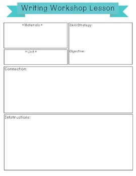 Preview of Lesson plan template-Writers workshop