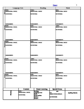 Preview of Lesson plan templates with samples included to comply with ELL learners