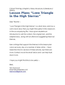 Preview of Lesson plans to accompany "Love Triangle in the High Sierras"