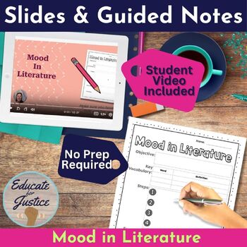 Preview of Lesson to Teach Mood- Guided Notes, Slides, Video ELA Lesson for Mood