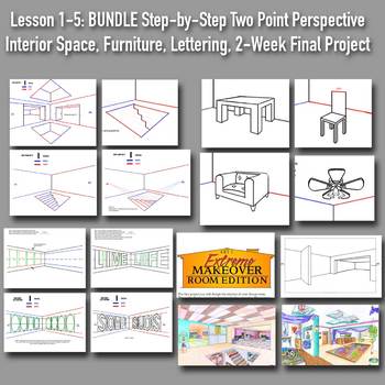 Preview of Lessons 1-5 Bundle!: Persp Drawing Boot Camp: Step-by-Step PPTS w/Handouts