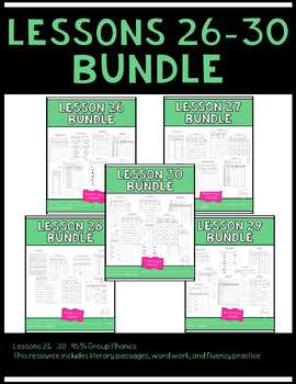 Preview of Lessons 26-30 Word Work, Literary Passages & Fluency Phrases BIG BUNDLE 95%