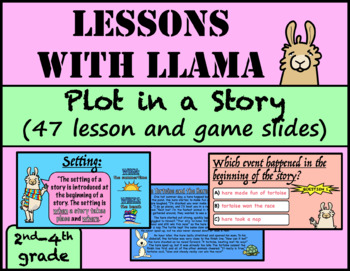 Preview of Lessons with Llama: Plot in a Story PowerPoint Lesson: Beginning, Middle, End