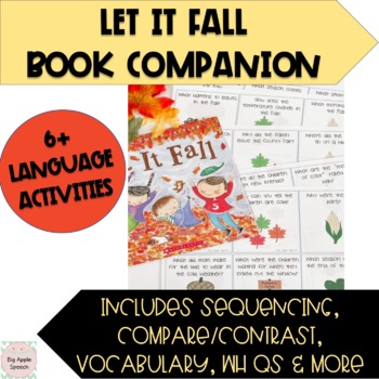 Preview of Let It Fall Language Book Companion ~ 6+ activities (Speech, Special Ed)