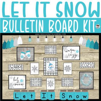 Preview of Let It Snow Bulletin Board | Winter Bulletin Board | Farmhouse Décor | Border