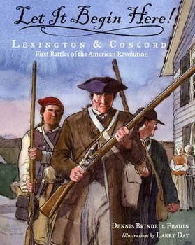 Preview of Let it Begin Here! Lexington and Concord outline, notes, writing (Common Core al