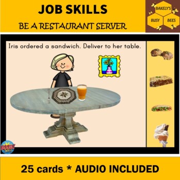 Preview of Let's Be Restaurant Servers! Deliver Food- Job Skills- Real Pictures- BOOM Cards