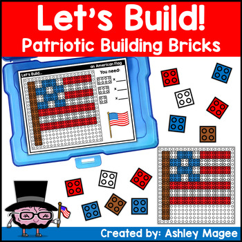 Preview of Let's Build - Patriotic 4th of July Building Brick Block Mats Fine Motor Center