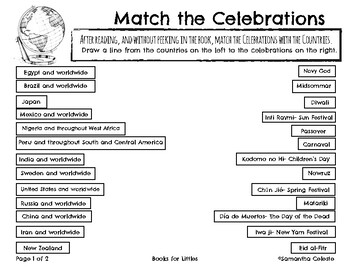 Preview of Let's Celebrate! Match the Celebrations Activity