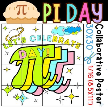 Preview of Pi Day Middle School - Math activities | pi day coloring | Collaborative Poster