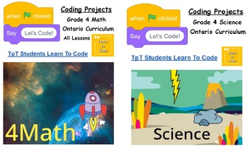 Preview of Let's Code: Grade 4 Ontario Math and Science Coding Bundle