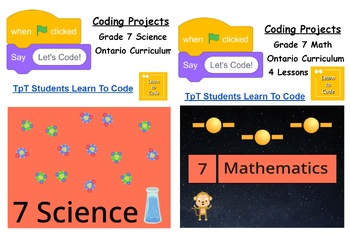 Preview of Let's Code: Grade 7 Ontario Math and Science Coding Bundle