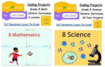 Preview of Let's Code: Grade 8 Ontario Math and Science Coding Bundle