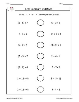 lets compare bodmas bidmas order of operations by mathsuperstore