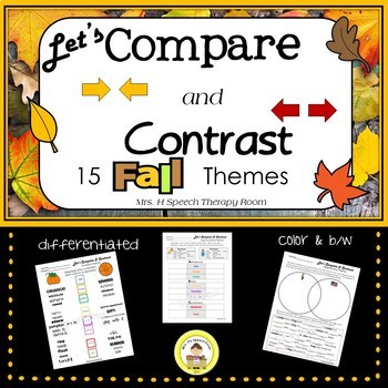 Preview of Comparing and Contrasting in Speech Therapy with Fall Themes