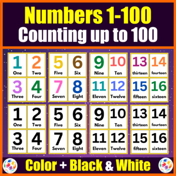 Let's Count 1-100. Numbers Flash cards for Prek & K to learn numbers up ...