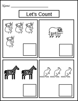 Preview of Let's Count 1-4 Zoo Animals