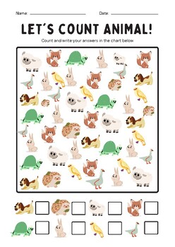 Preview of Let's Count Animals Worksheet