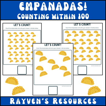 Preview of COUNT Empanadas (within 100) Count by twos/tens K/1st grade Math Worksheets