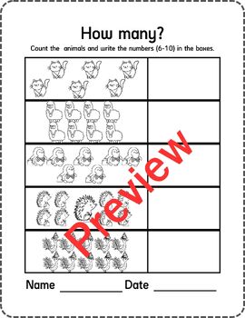 Let's Count & Matching Numbers Worksheets for Pre-K,Kindergarten.