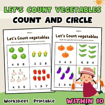 Preview of Let's Count Vegetables (within 10) Worksheets for Kindergarten