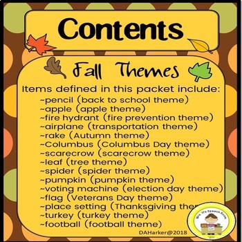 FALL Themed Lesson Plans for Speech Therapy: Elementary (K-5th