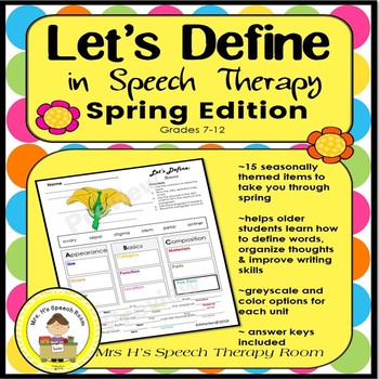Preview of Describing and Defining in Speech Therapy - Spring Edition