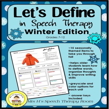 Preview of Describing and Defining in Speech Therapy - Winter Edition