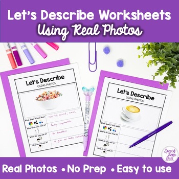 Preview of Let's Describe Worksheets Using Real Photos