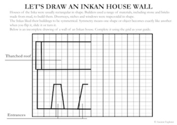 Preview of Let's Draw an Inkan House Wall Activity Sheet