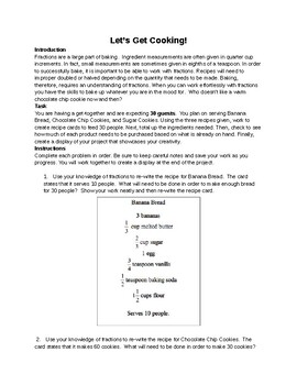 Preview of Let's Get Cooking: Project to Teach Fractions