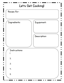 Let's Get Cooking! Recipe Template by Sharp2ndGrade | TPT