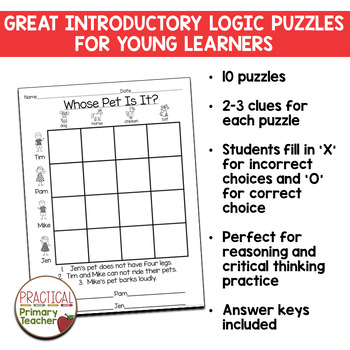 Logic Puzzles by Practical Primary Teacher | Teachers Pay Teachers