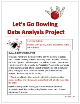 Preview of Let's Go Bowling Statistics STEM Project & Field Trip  (3-12 and AP Stat)