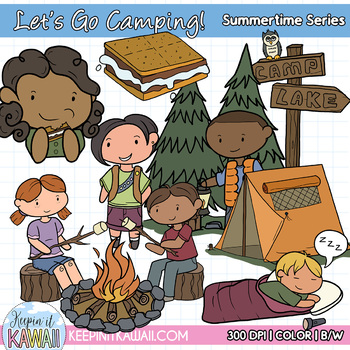 Let's Go Camping Clip Art Set - Summer Clipart - Camping Clipart