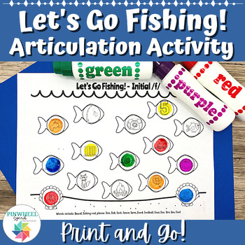 Preview of Let's Go Fishing! Articulation Printable Spring Summer Speech Therapy Activity