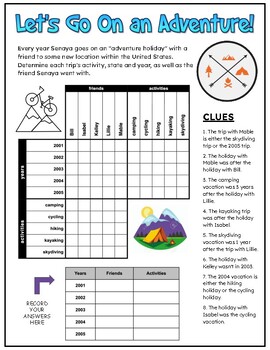 Preview of Let's Go On An Adventure! - Critical Thinking Logic Puzzle w/ Zentangle to Color