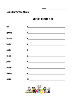 Preview of Let's Go To The Moon - Journeys 1st Grade- ABC Order