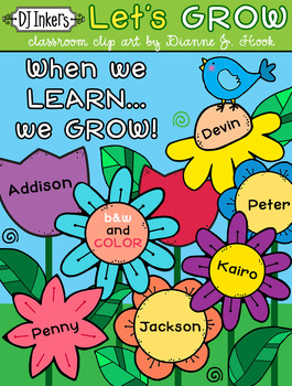 Preview of Let's Grow - Printable Mini Bulletin Board & Spring Garden Clip Art by DJ Inkers