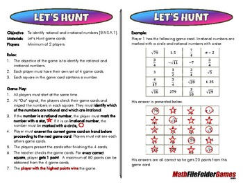 Preview of Let’s Hunt - 8th Grade Math Game [CCSS 8.NS.A.1]