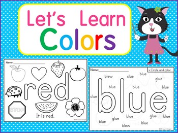 Preview of Let's Learn Colors! Worksheets, Color by Number, Sorting, Word Recognition